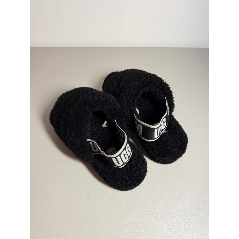 UGG Fluff Yeah Slide Black Sheepskin Fluffy Slipper Sandal Shoes 6 - Picture 4 of 8